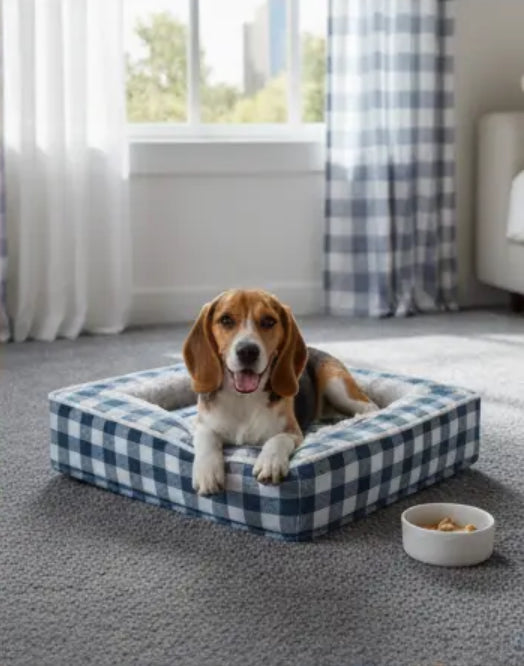 Classic Plaid Pet Bed (Removable & Washable)