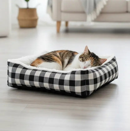 Classic Plaid Pet Bed (Removable & Washable)
