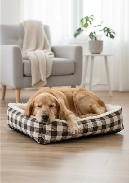 Classic Plaid Pet Bed (Removable & Washable)