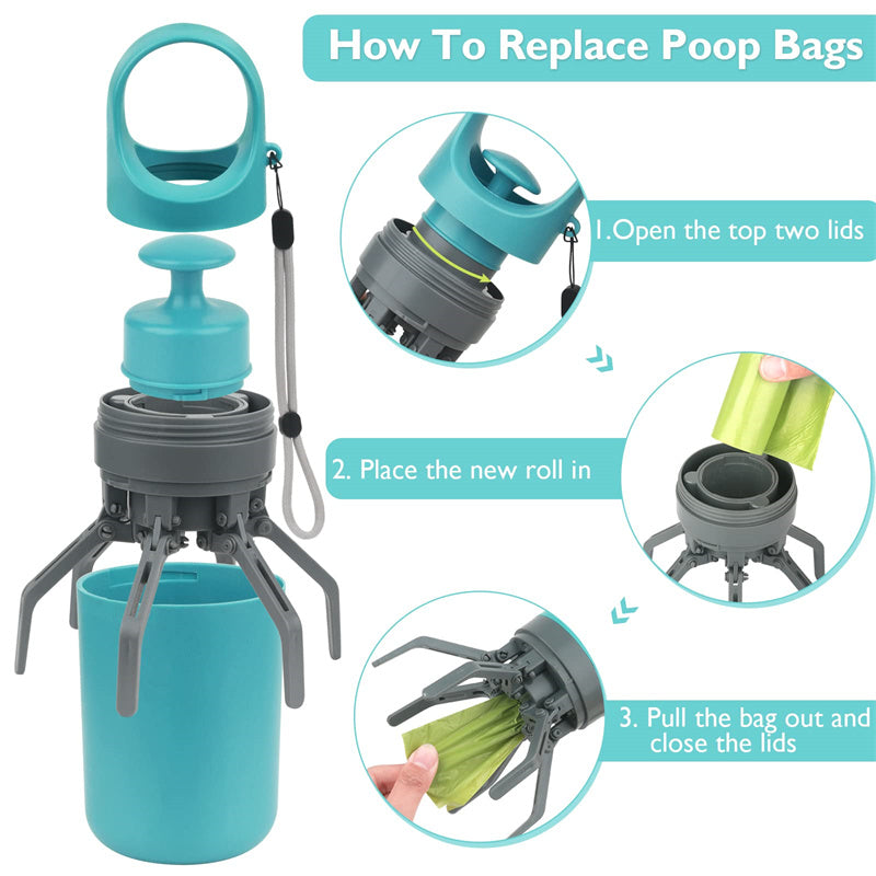 Portable Dog Poop Scooper With Built-in Dispenser