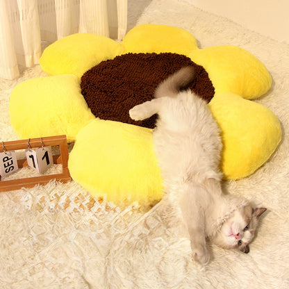 Round Flower Pet Warm Plush Nest