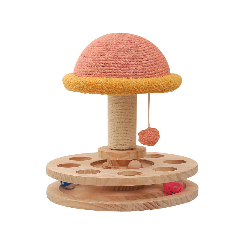 Solid Wood Turntable Cat Sisal Grinding Toy